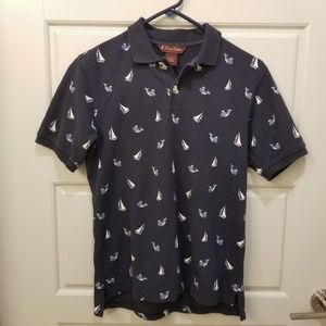 Brooks Brothers Boys Blue Sailboat Whale Polo M